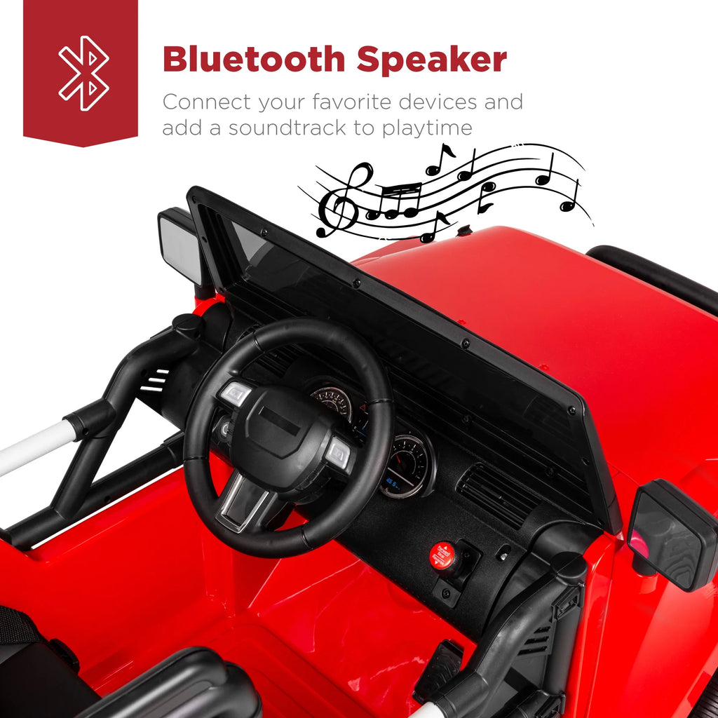 12V Kids Ride-On Truck with Remote Control, Bluetooth, LED Lights & Spring Suspension - Red