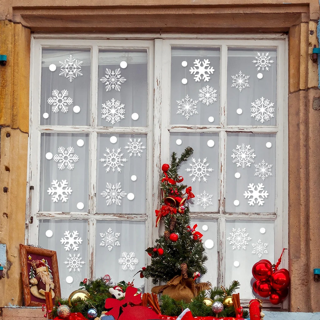 Christmas Window Stickers Clings Snowflakes Decorations for Glass Decorations Holiday Decals for Party 8 Sheets