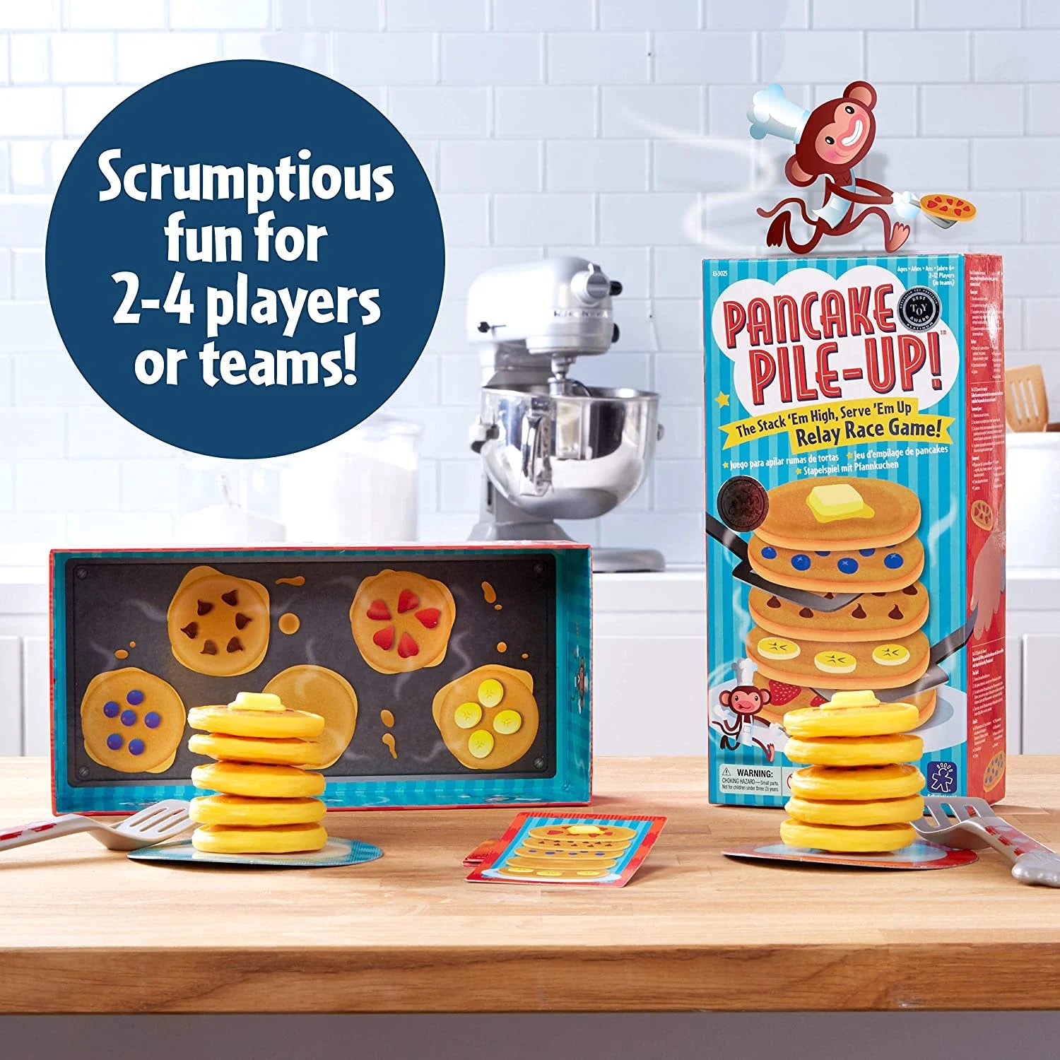 Pancake Pile-Up Relay Race Game - Fun Educational Preschool Game for 2-4 Players Ages 4+