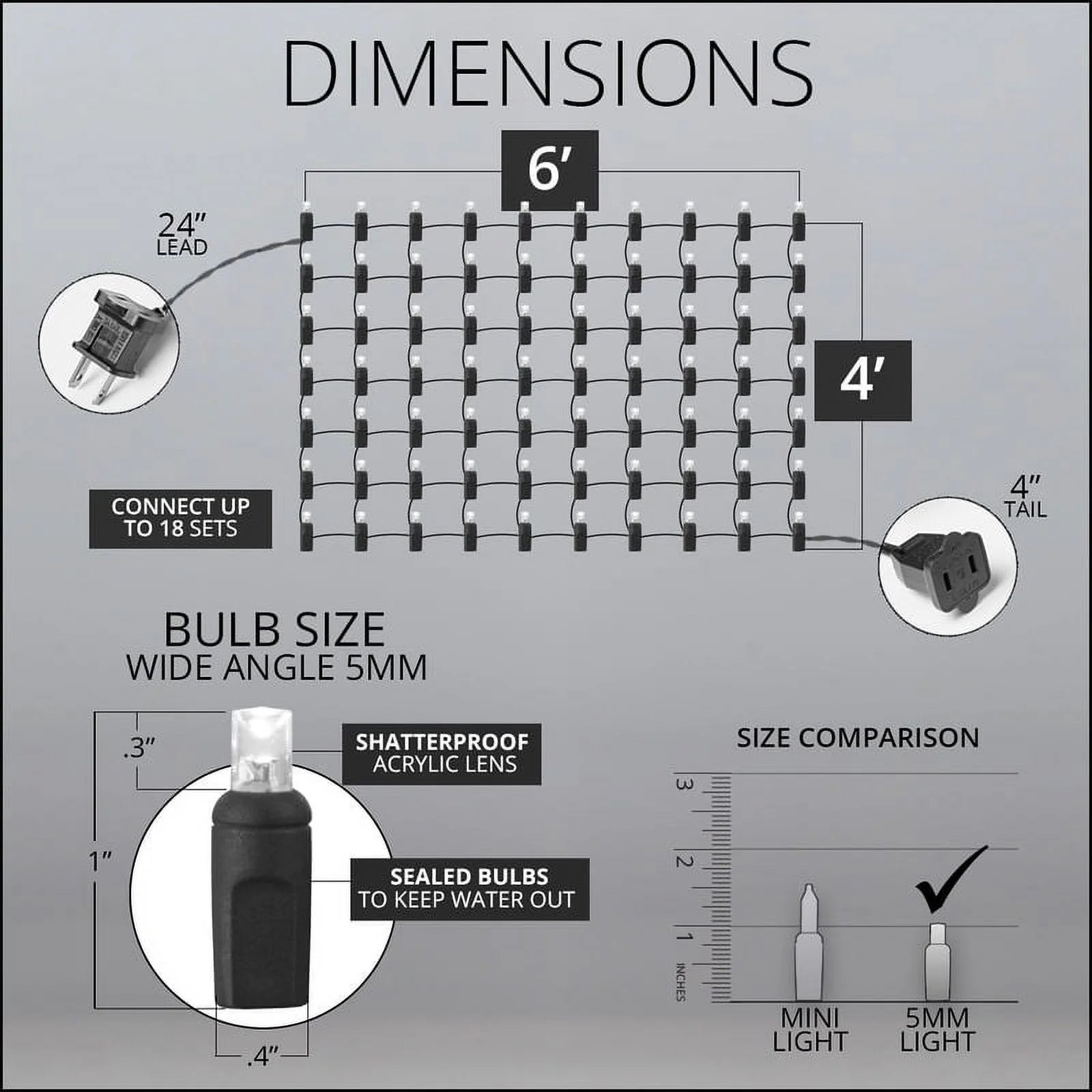 Blue/Green LED Net Lights Christmas Net Lights, 100 5Mm Lights, 4' X 6' Net, Energy Star Rated
