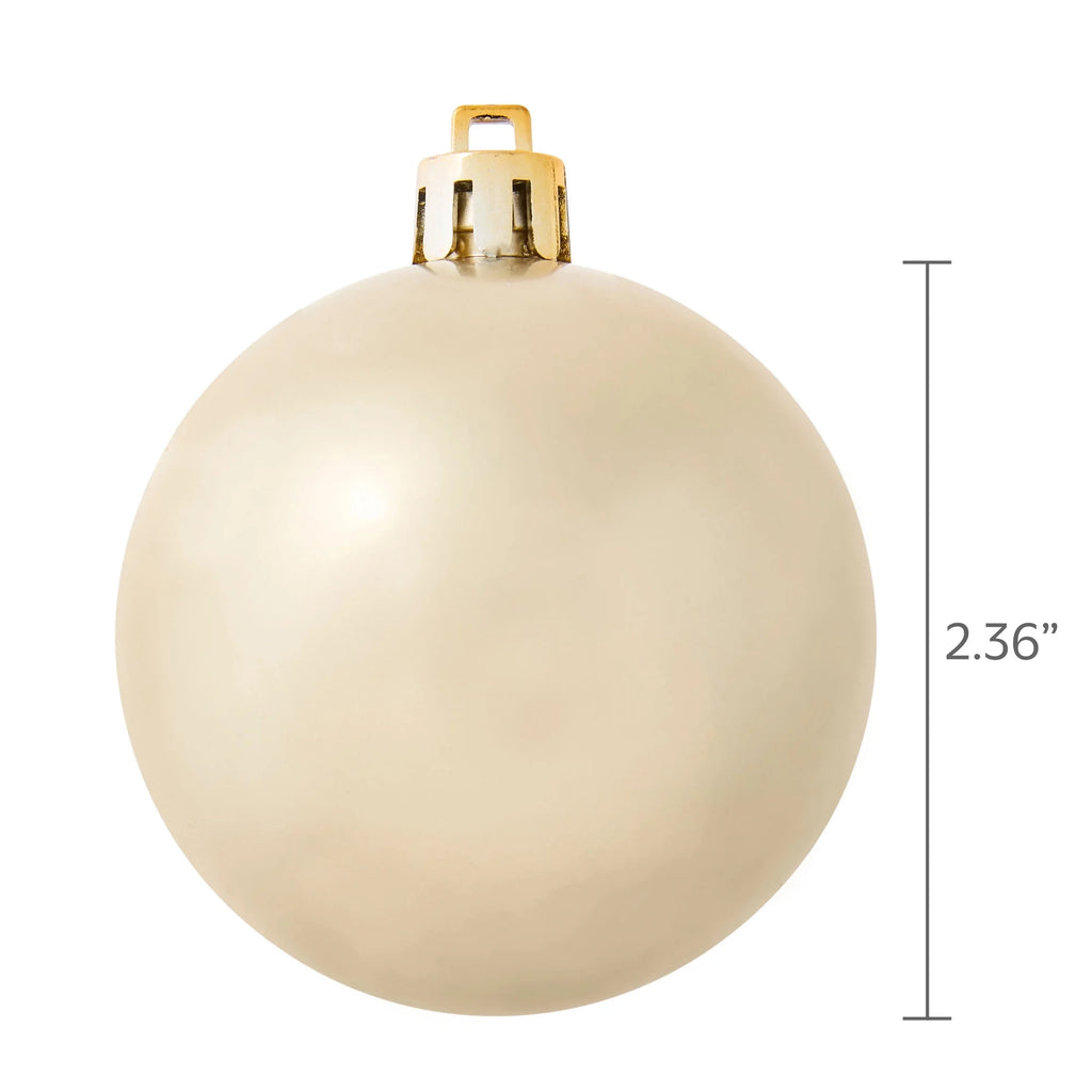 24-Count Champagne Shatterproof Ball Christmas Ornaments, 2.36 In, by