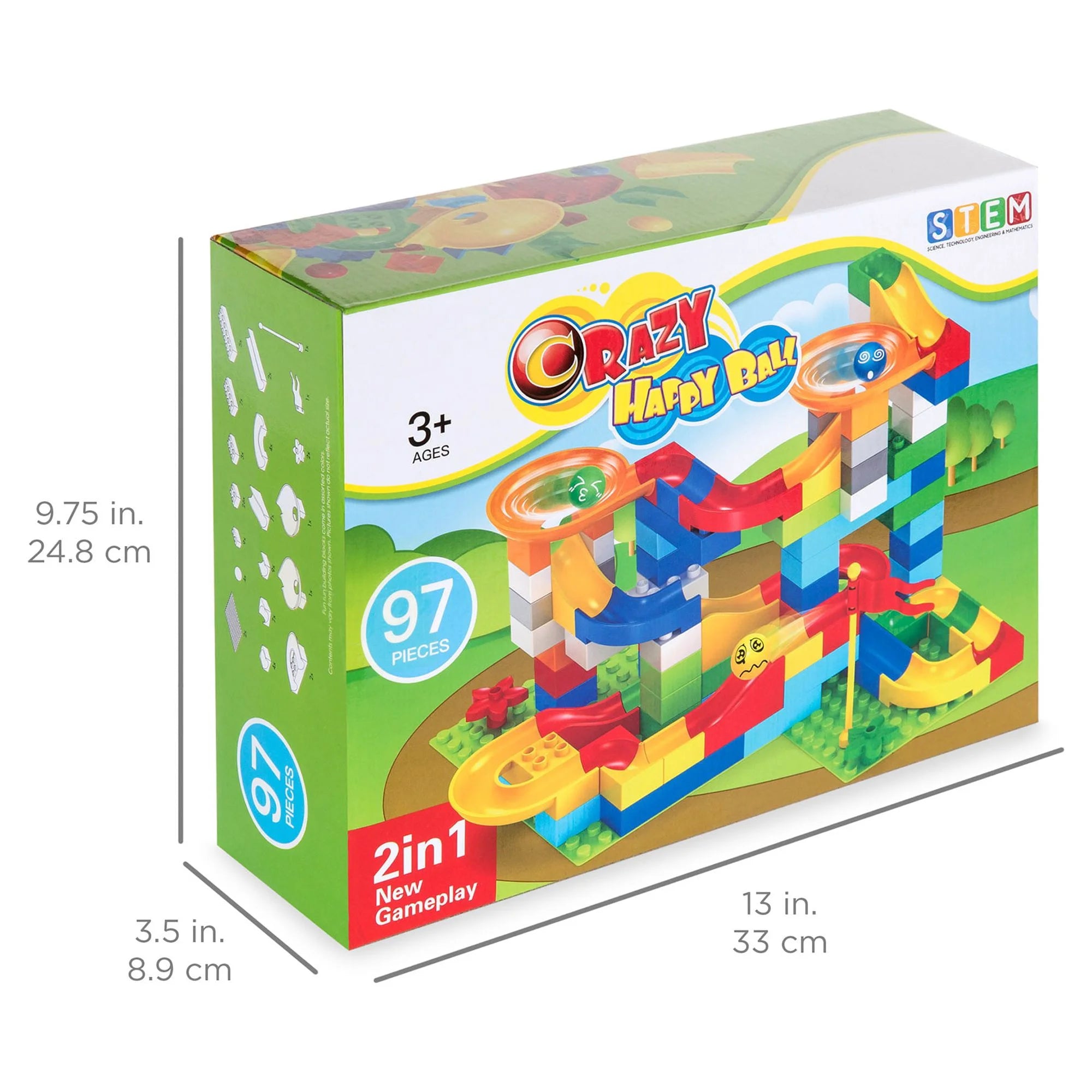 97-Piece Marble Maze Racetrack Puzzle Construction Set with 4 Balls - STEM Educational Toy