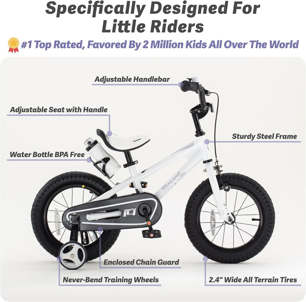 Freestyle Classic & EZ Balance Switchable Bicycle for Kids, Available in 12", 14", 16", and 18" Sizes, Suitable for Ages 3-10