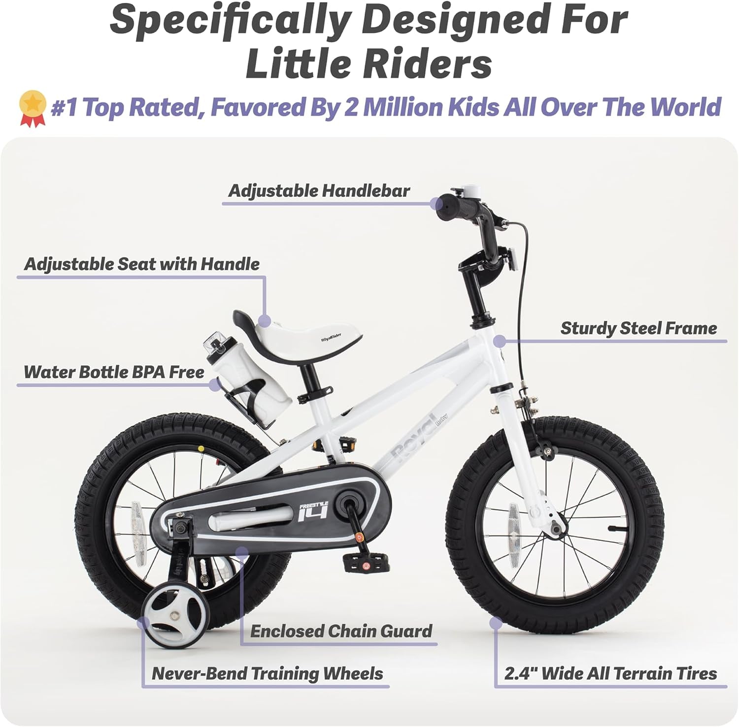 Freestyle Classic & EZ Balance Switchable Bicycle for Kids, Available in 12", 14", 16", and 18" Sizes, Suitable for Ages 3-10