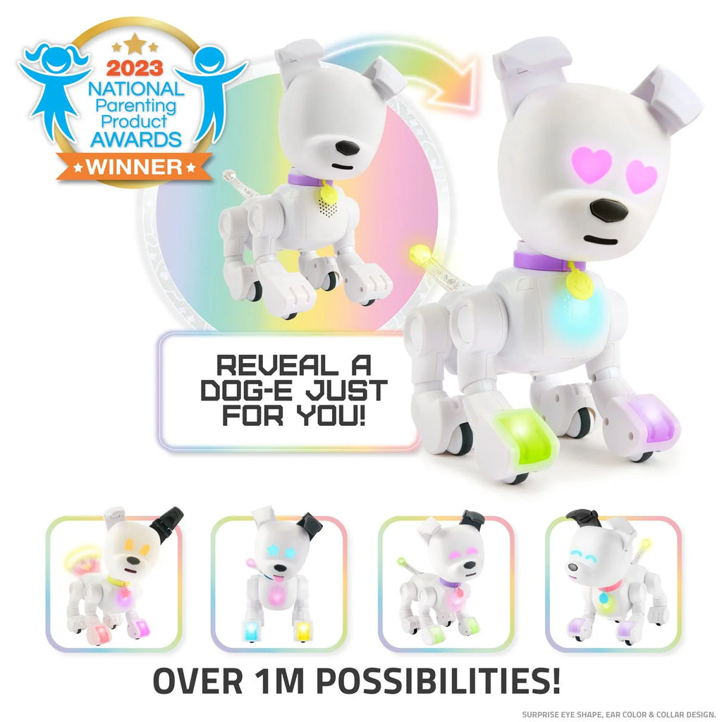 Interactive Dog-E Robot: LED Lights, 200+ Sounds & Reactions, App-Connected Fun for Ages 6+!