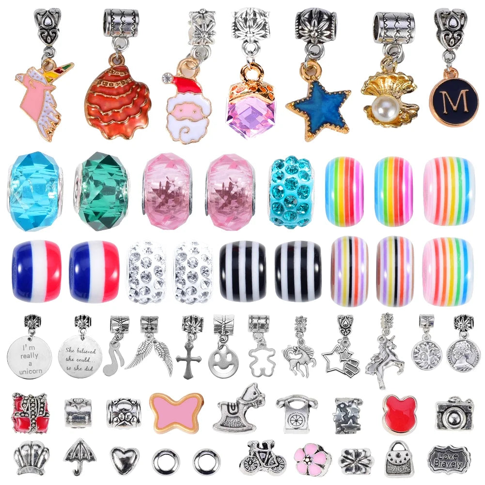 Unicorn Charm Bracelet Making Kit - Perfect Birthday Gift for Girls Ages 6-12, Fun Arts and Crafts Jewelry Kit for Creative Kids!