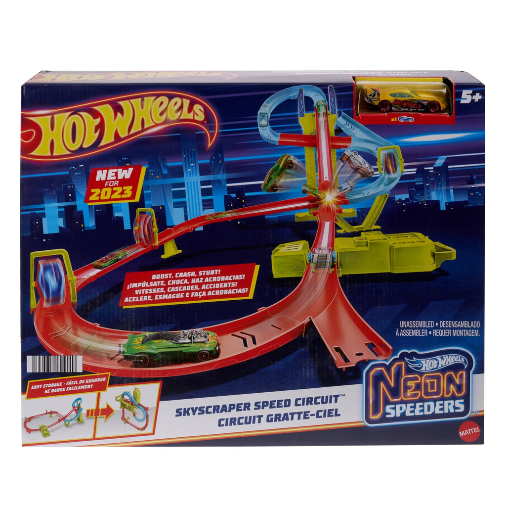 Neon Speeders Skyscraper  Track Set with Exclusive Car - Ultimate Racing Fun!