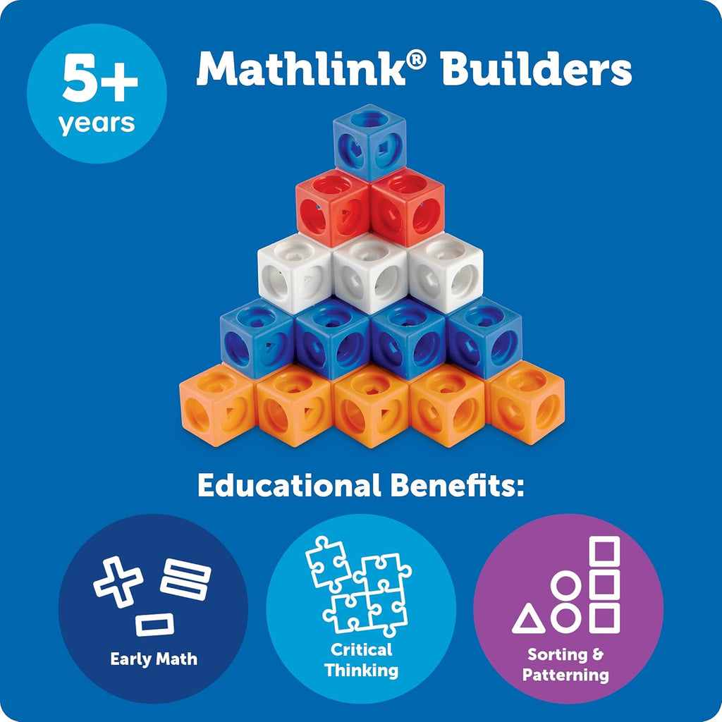 STEM Explorers Mathlink Builders - 100-Piece Set for Ages 5+, Engaging Kindergarten STEM Activities and Math Games with Linking and Connecting Cubes