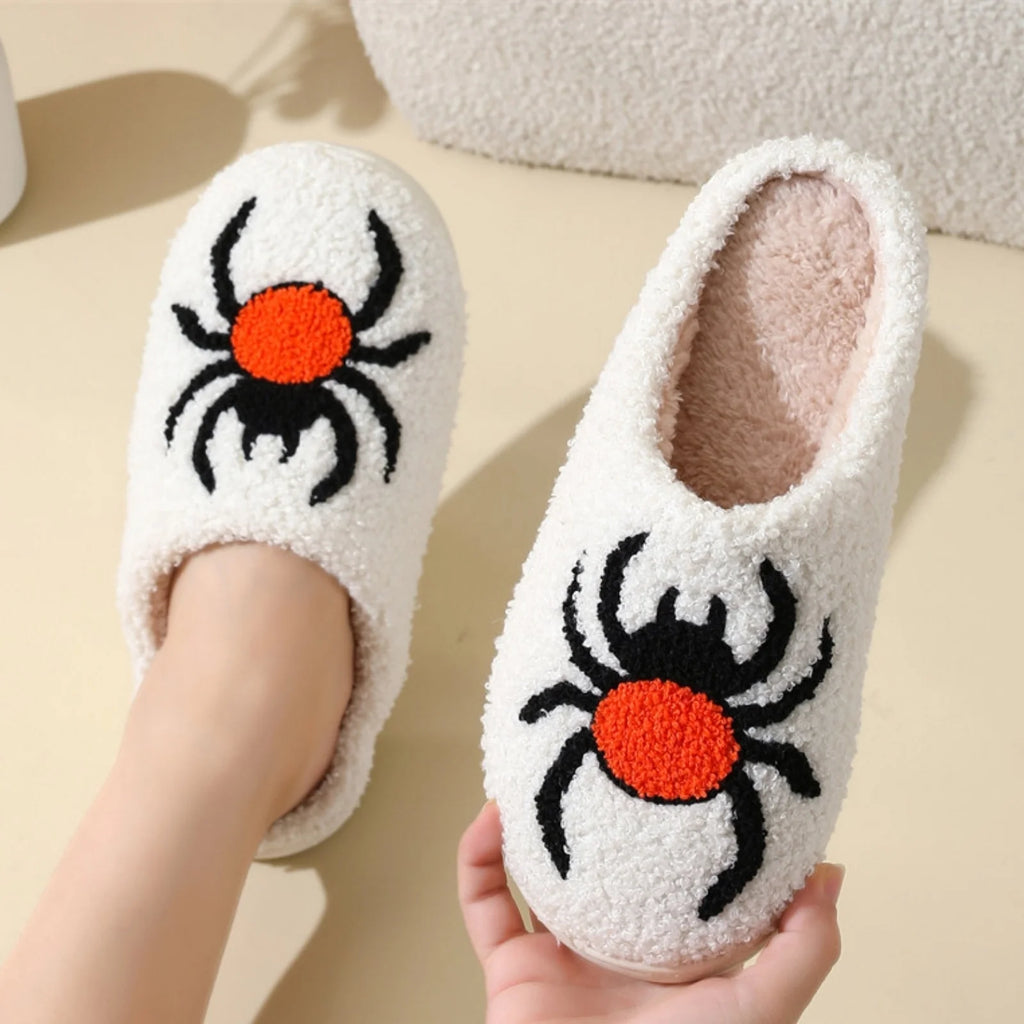 Adorable Ghost Plush Slippers for Halloween - Comfy Slip-On House Shoes for Men and Women