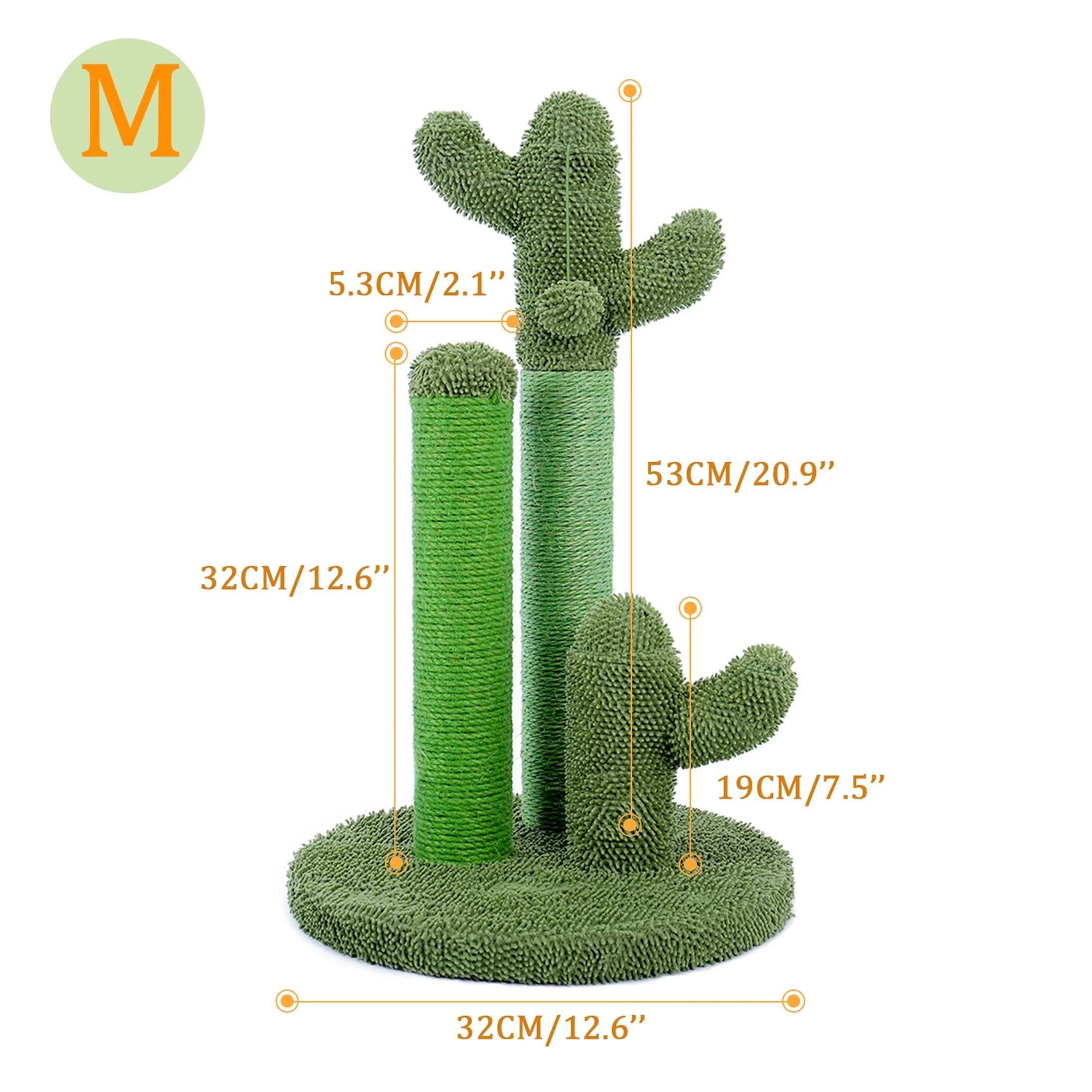 23" Green Cactus Cat Scratching Post - Durable Sisal Scratcher for Happy Cats!