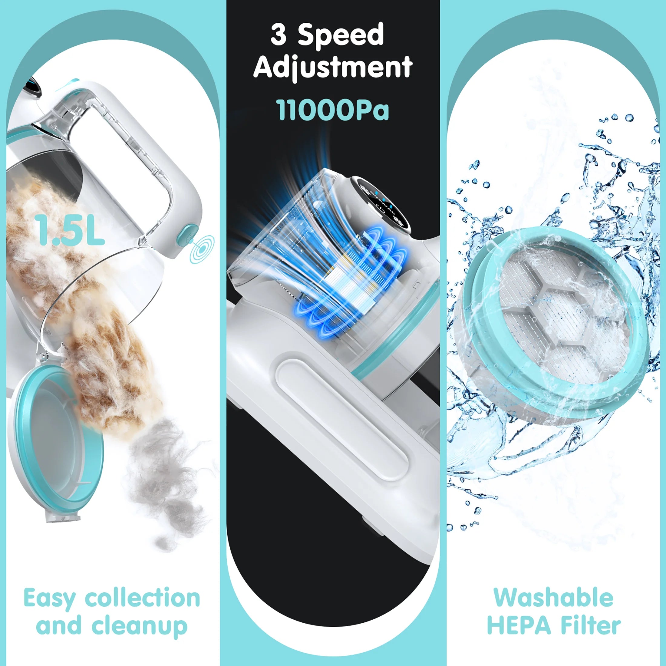 6-In-1 Professional Dog Grooming Vacuum Kit - Powerful 11000PA Suction & 1.5L Capacity for 99% Hair Removal with Complete Grooming Tools