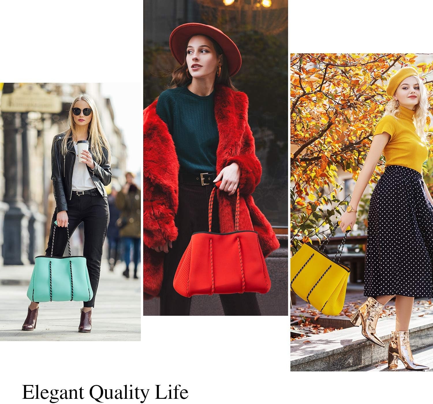 Large Waterproof Neoprene Beach Bag - Versatile Shoulder Bag for Travel, Gym, and Swimming