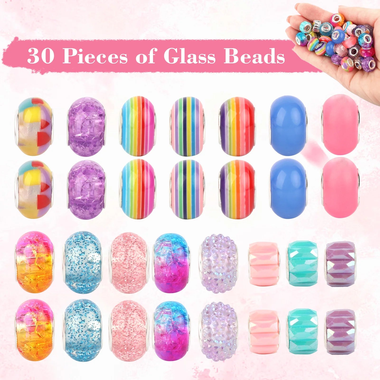 91-Piece DIY Charm Bracelet Making Kit for Kids - Includes Snake Chains & Jewelry Supplies - Perfect Arts and Crafts Gift for Girls Ages 6-12