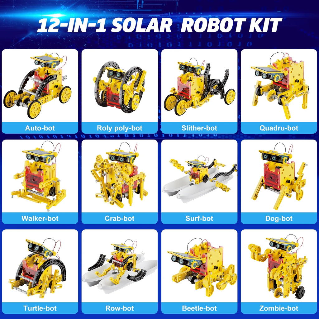12-in-1 Solar Robot Kit for Children, STEM Educational Science Experiment Toy for Ages 8-12, Ideal Gift for Boys