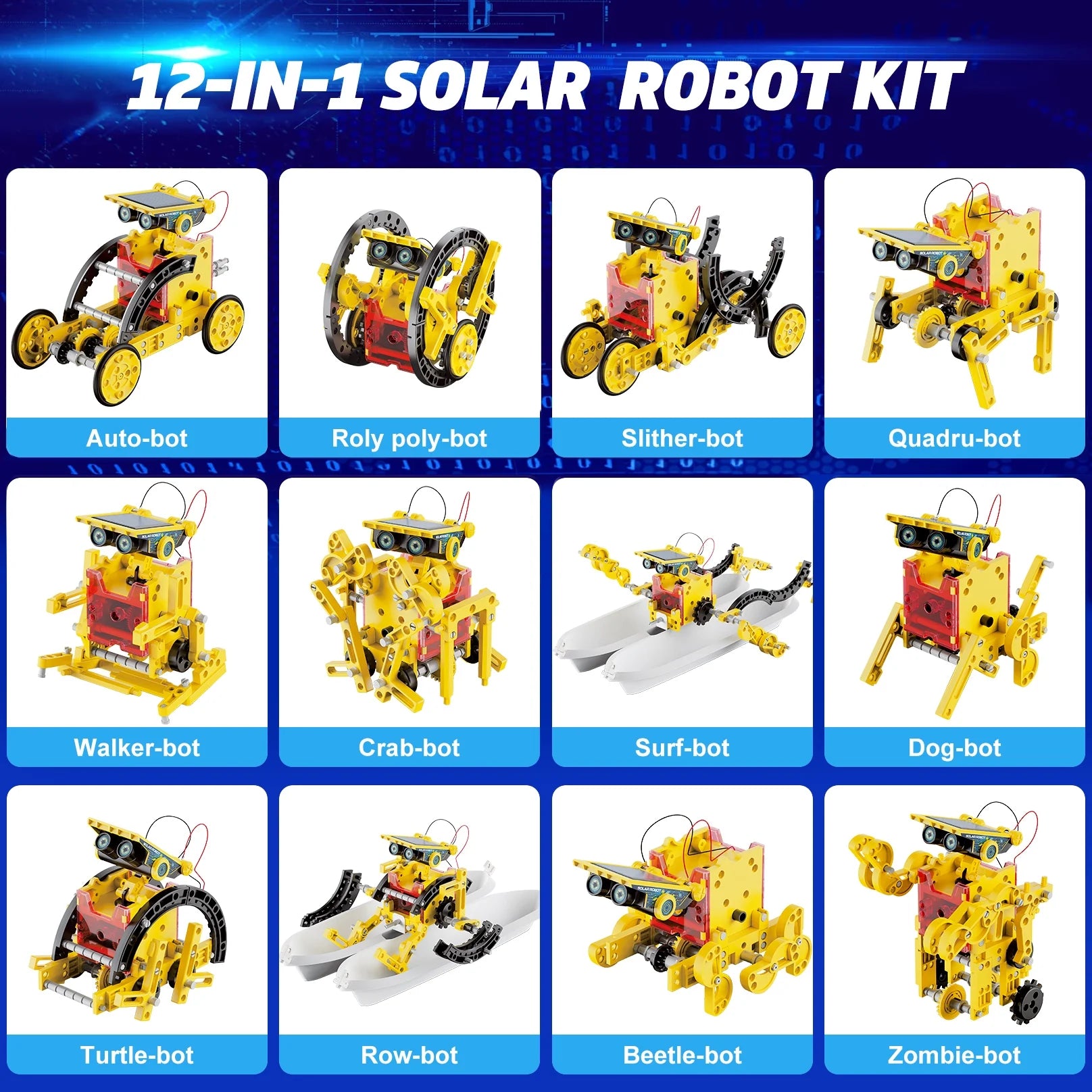 12-in-1 Solar Robot Kit for Children, STEM Educational Science Experiment Toy for Ages 8-12, Ideal Gift for Boys