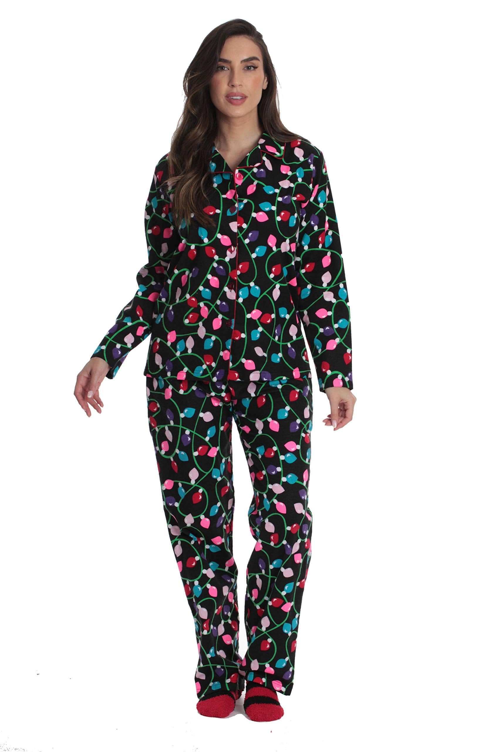 Family Flannel Kids Pajama Set Coordinated, Cozy Sleepwear for All (Christmas Lights - Infant, 2T)