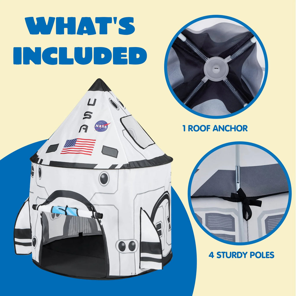 Rocket Ship Pop-Up Play Tent - Indoor & Outdoor Spaceship Playhouse for Kids