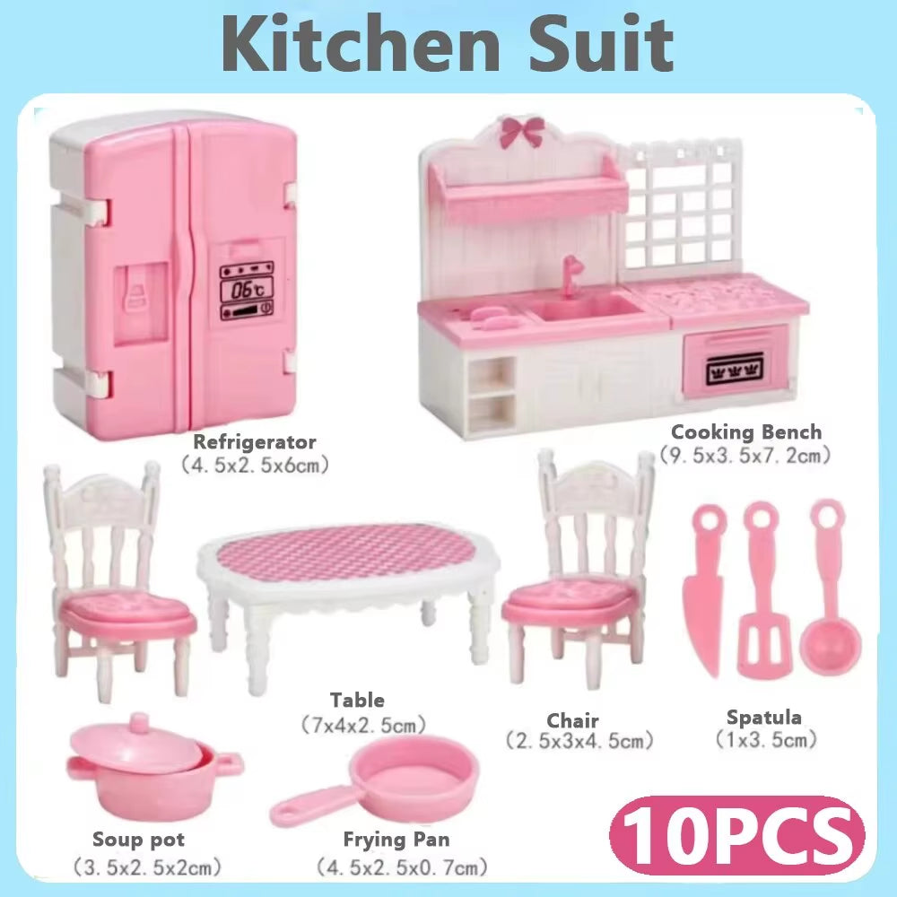 MINIATURE DOLLHOUSE KAWAII PINK 10 ITEM ACCESSORIES KIT