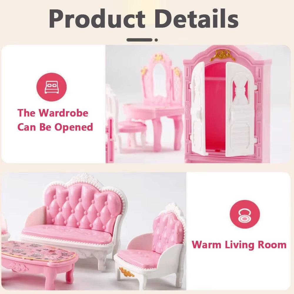 MINIATURE DOLLHOUSE KAWAII PINK 10 ITEM ACCESSORIES KIT
