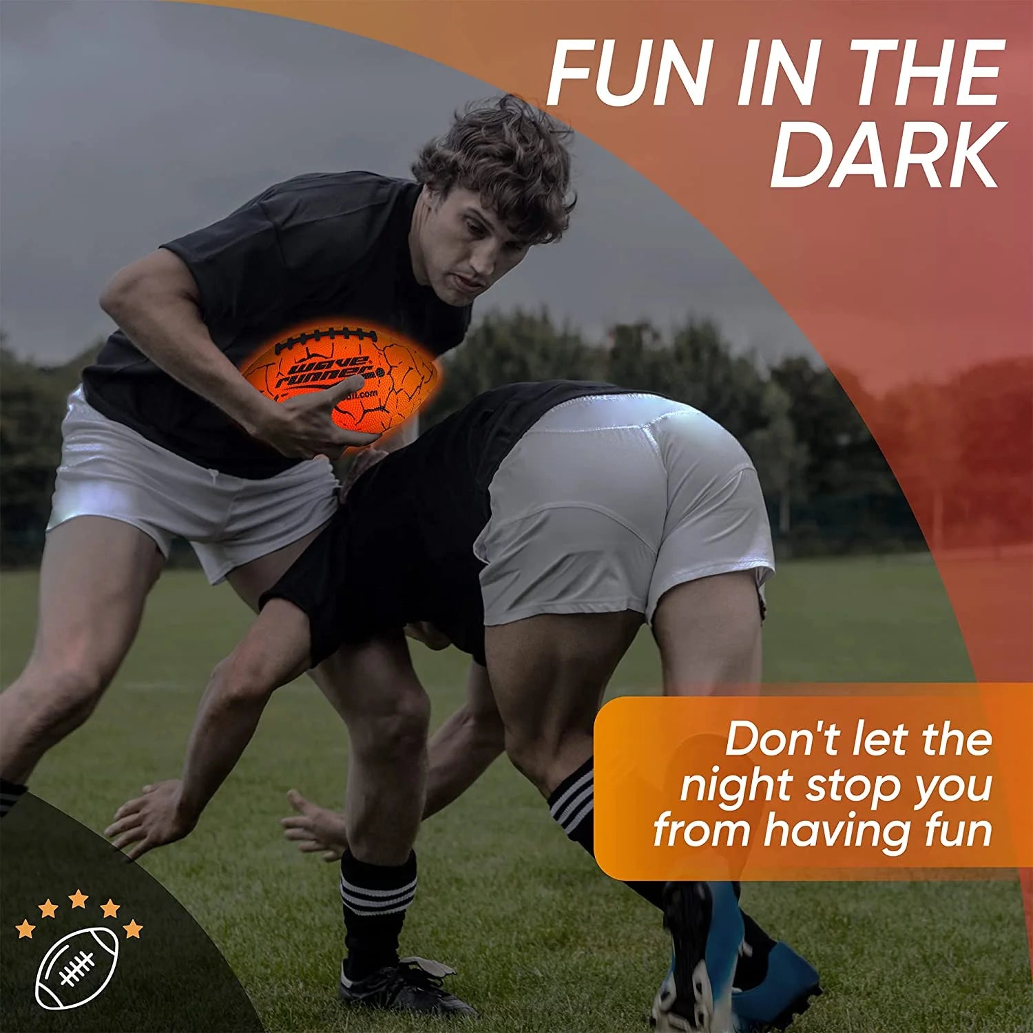 Glow in the Dark  Grip-It Football - Durable 10.35" Orange Fun!