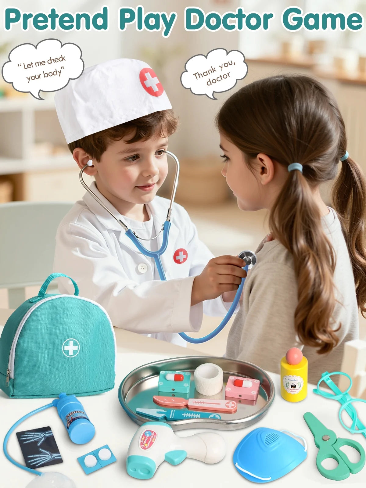 Ultimate 36PCS Realistic Kids Doctor Kit - Wooden Pretend Playset for Imaginative Play