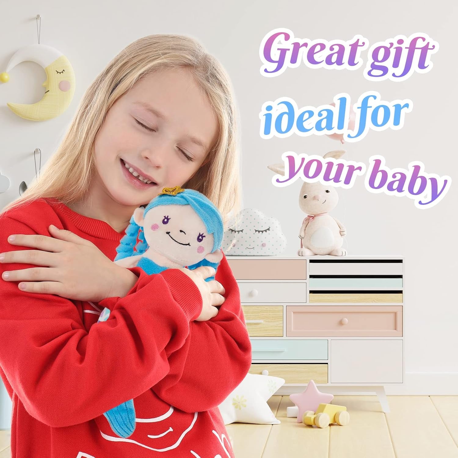 BLUE MERMAID STUFFED ANIMAL: PLUSH DOLL TOY, 12" 