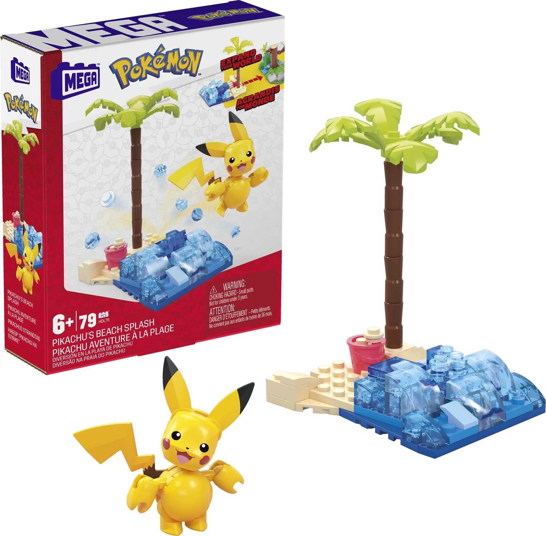 Pikachu's Beach Splash Building Toy Kit - 79 Pieces of Fun for Kids!