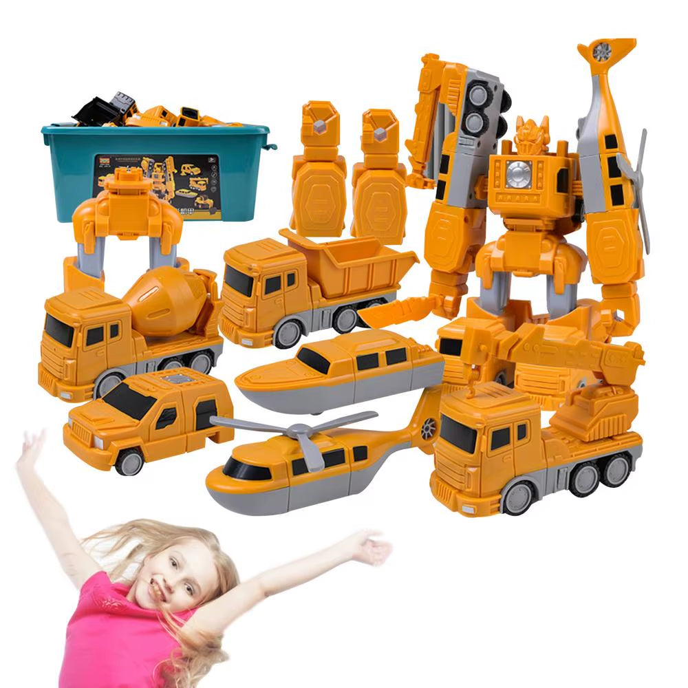 Magnetic Transforming Robot Car Toy - Build & Play Engineering Vehicle for Kids