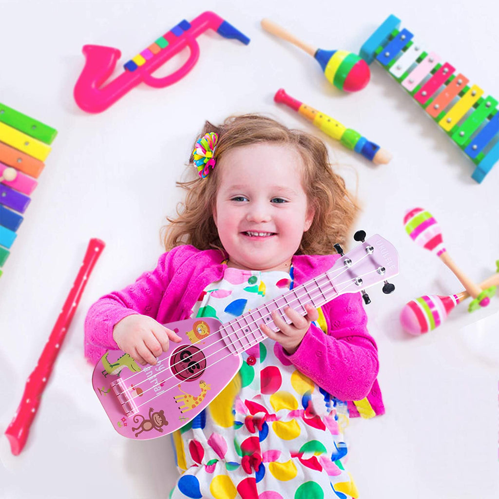 17-INCH MINI UKULELE GUITAR: 4-STRING INSTRUMENT, AGES 3-7