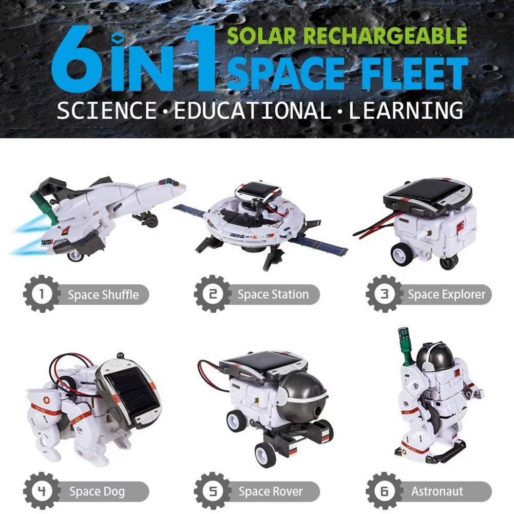 Creative 6 in 1 Solar Robot Car Space Ship Toys Technology Science Kits Energy Technological Gadgets Scientific Toy Boys