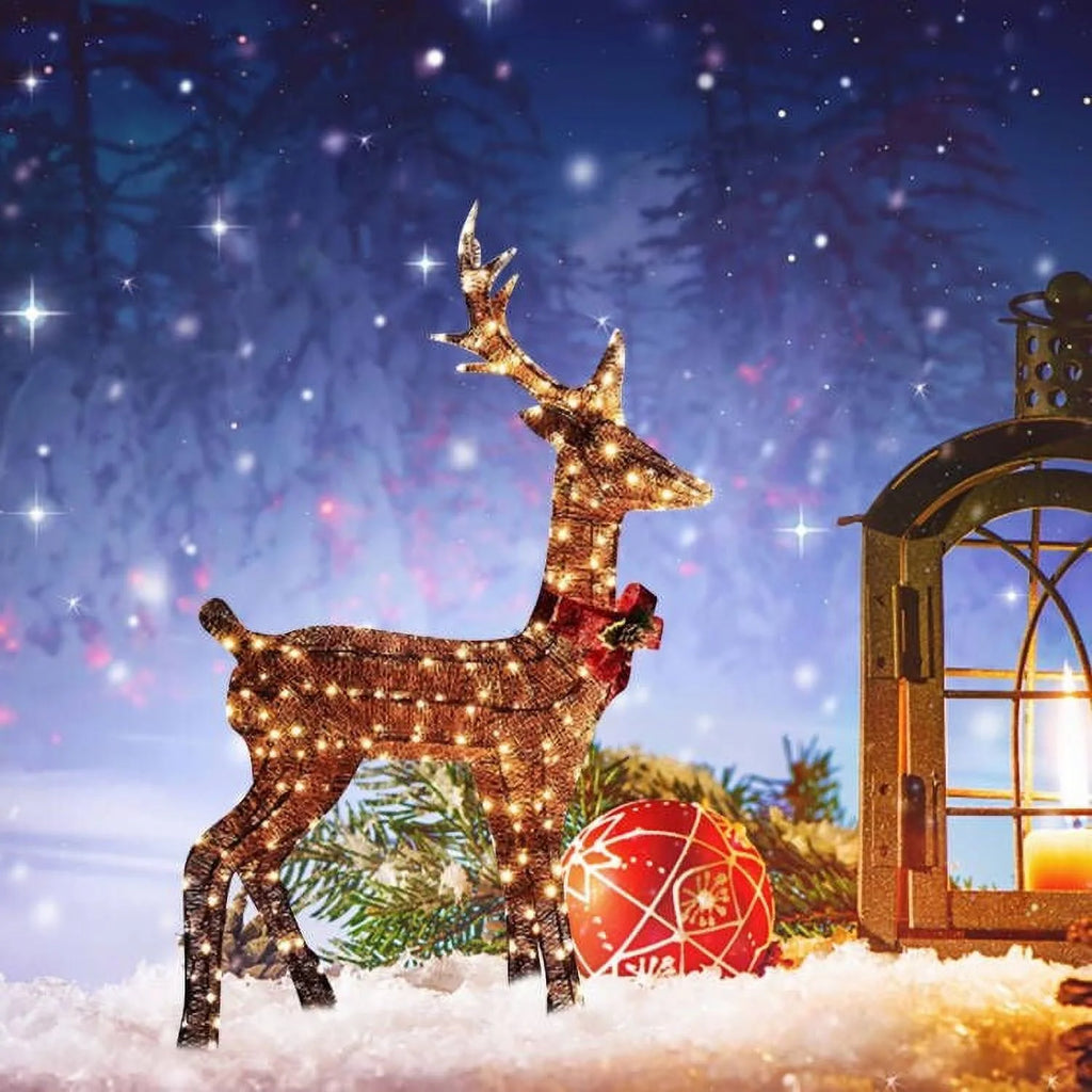 Christmas Decorations Clearance!  Elk Lighted Christmas Deer, Glittering Deer with Strip Lights for Outdoor Patio Decoration, Artificial Pre-Lit Christmas Decorative Deer LED Lights