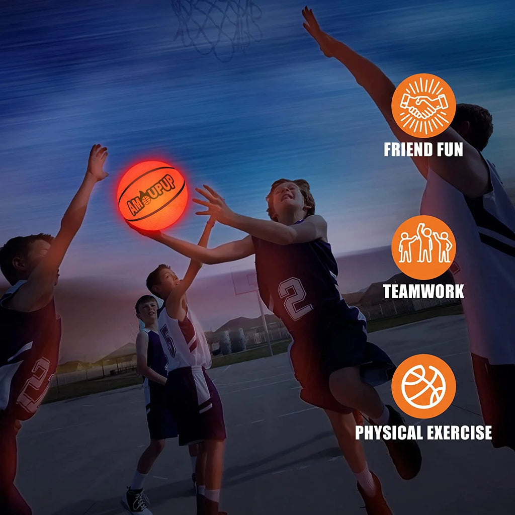 Illuminate Your Game:  Glow in the Dark LED Basketball - Perfect Gift for Teens and Kids!