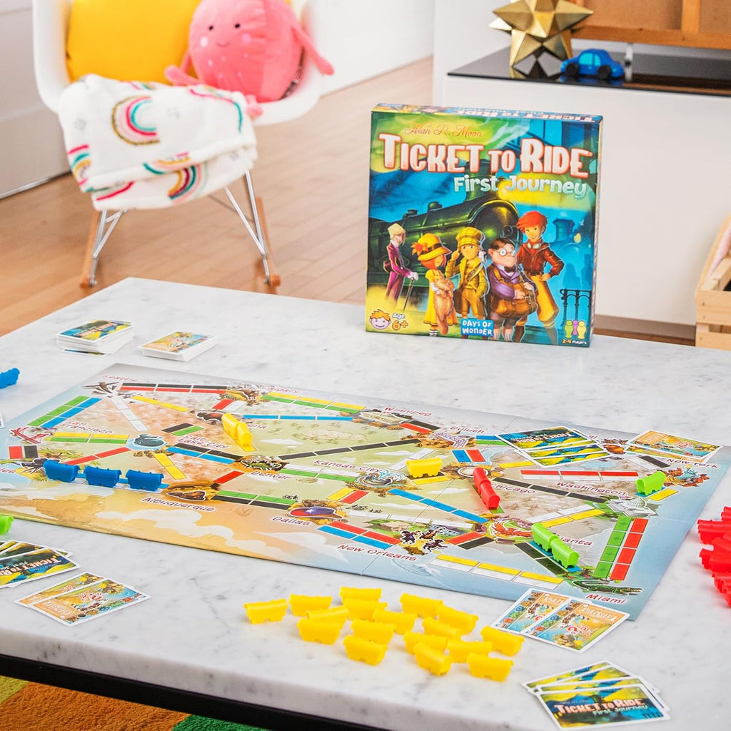 Ticket to Ride: First Journey - Engaging Board Game for Young Explorers, Family-Friendly Train Strategy Game for Ages 6+, 2-4 Players, 15-30 Minutes Playtime