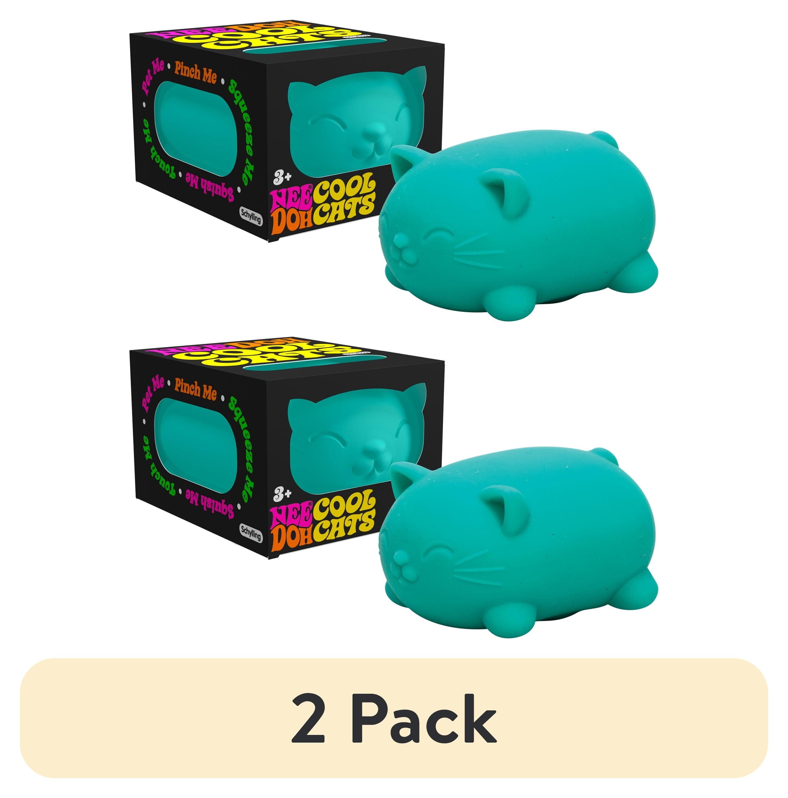 (2 Pack) Nee Doh Cool Cats Squishy Fidget Ball, Novelty Toy, Multiple Colors, Children Ages 3+