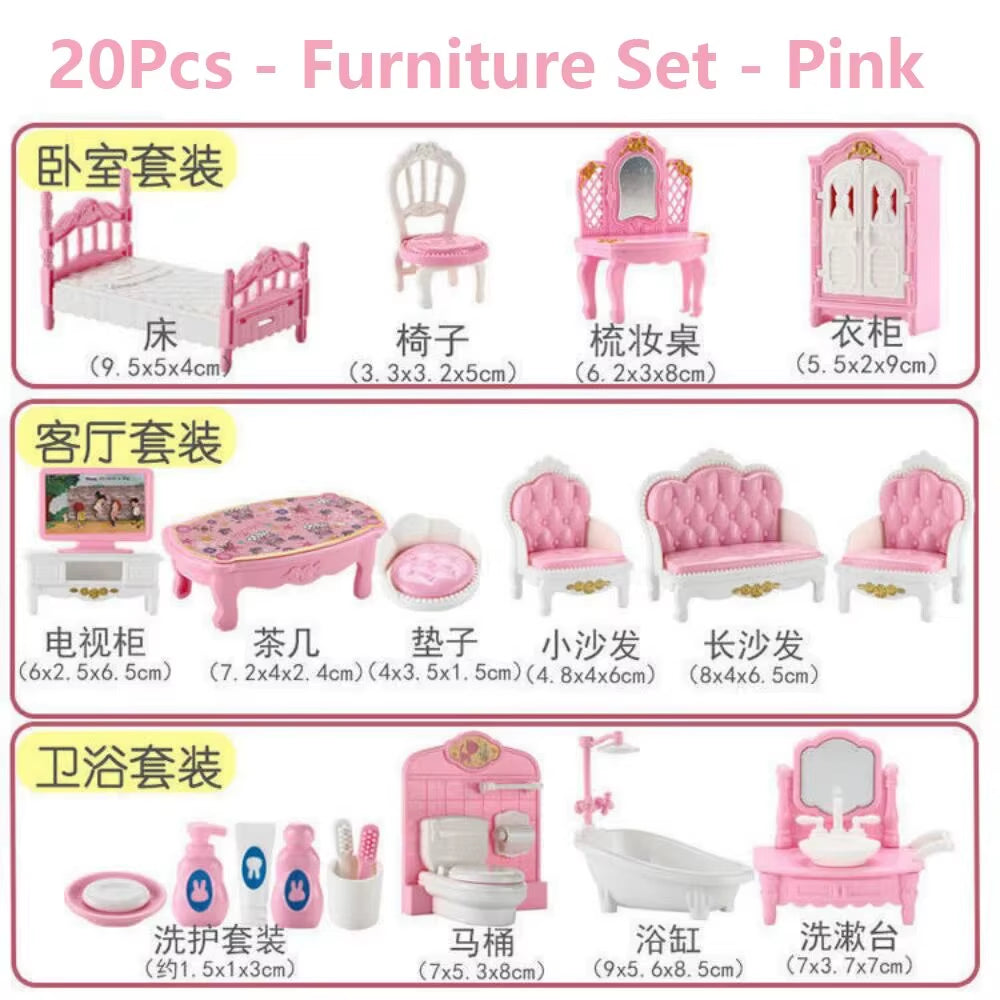MINIATURE DOLLHOUSE KAWAII PINK 10 ITEM ACCESSORIES KIT