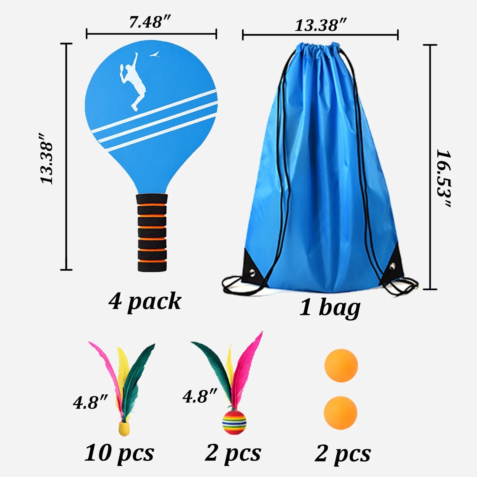 Badminton Set 4 Rackets, Paddle Ball Outdoor Games Activities Sports Toys, Perfect for Beach, Yard, Lawn, Camping, Great Gifts for Kids Teens Boys Adults and Family