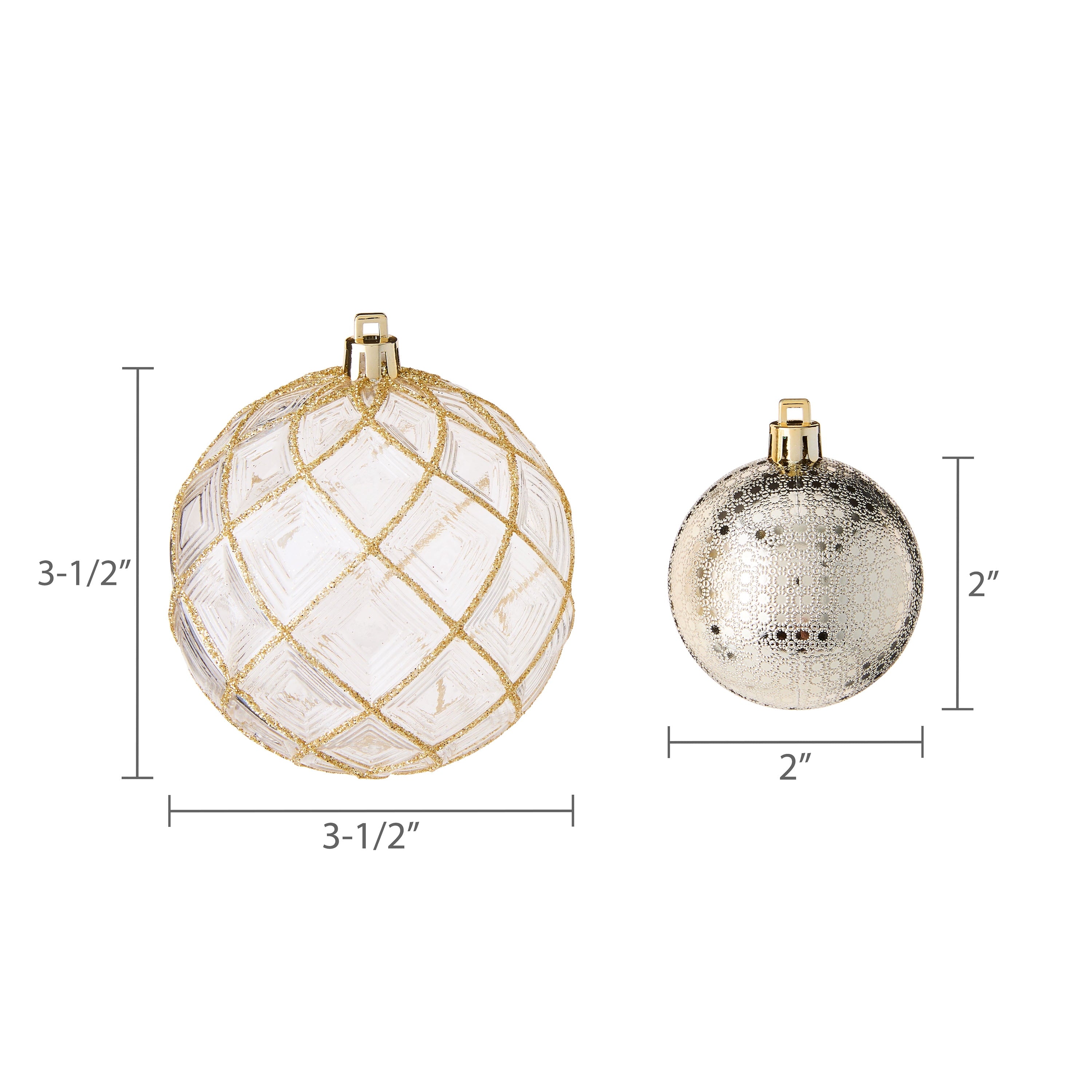 62 Count White and Gold Shatterproof Christmas Ornaments, by