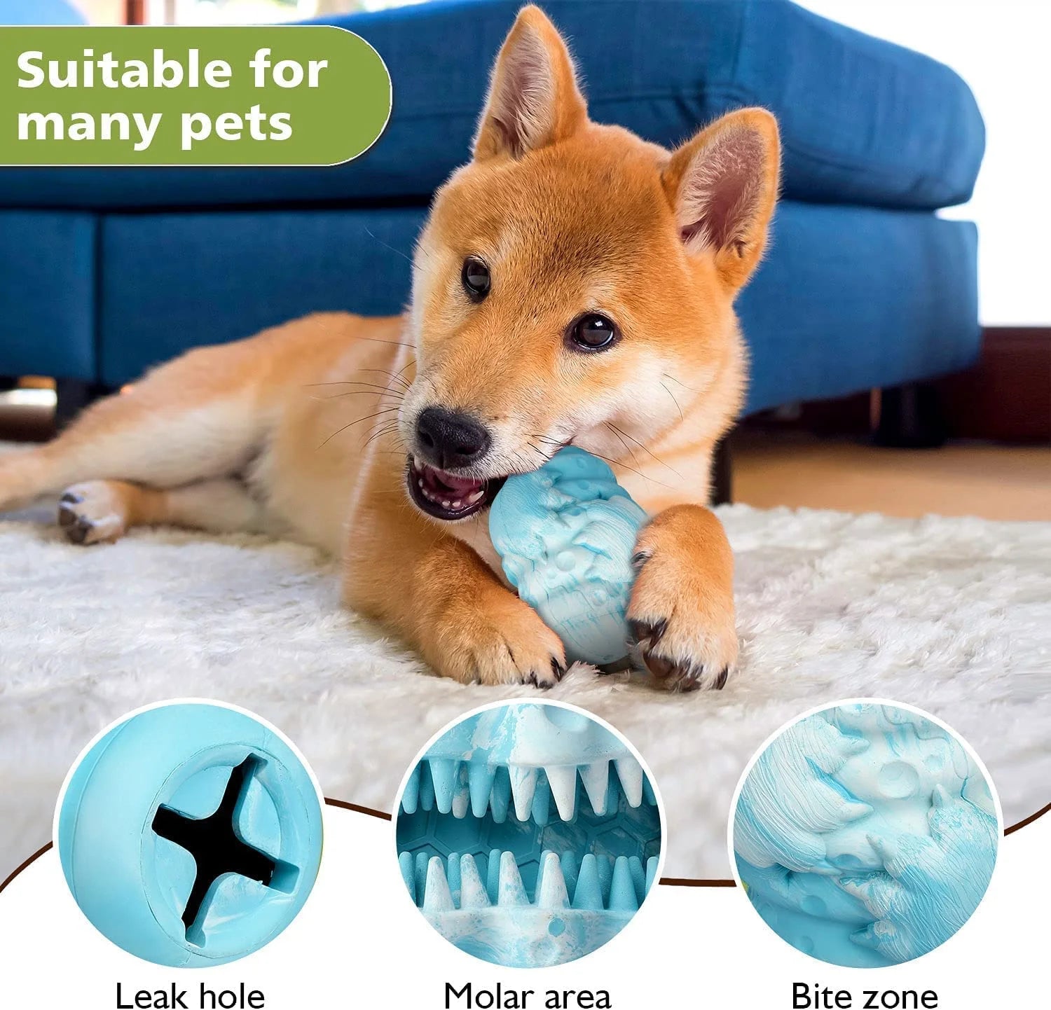 INTERACTIVE DOG TOY: RUBBER TREAT DISPENSER & CHEW TOY