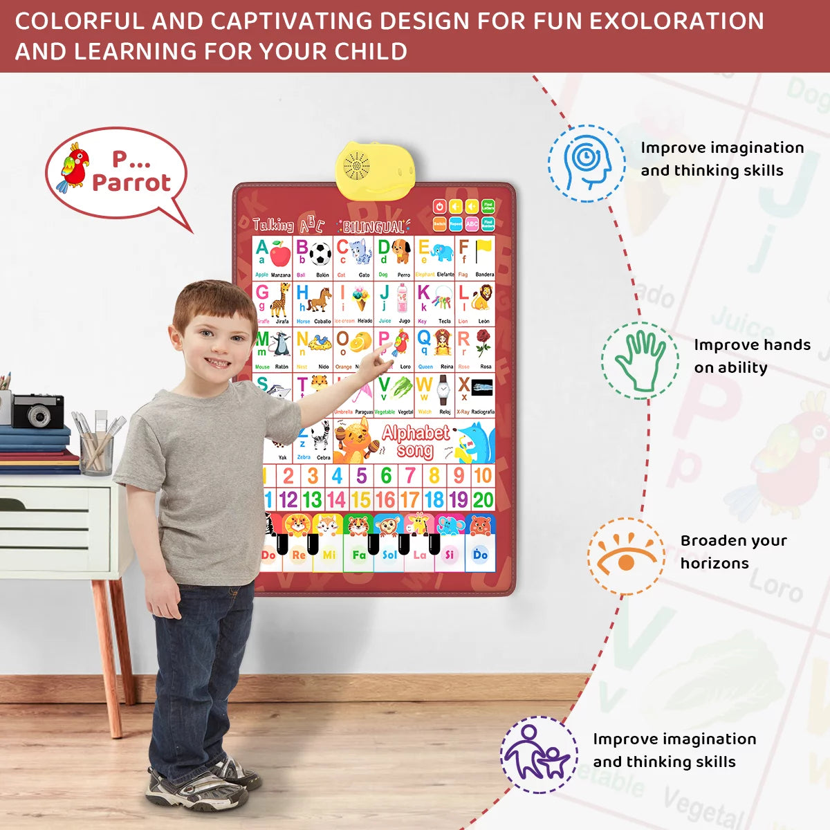Electronic Alphabet Wall Chart: Learning Toy Ages 2-6: English & Spanish