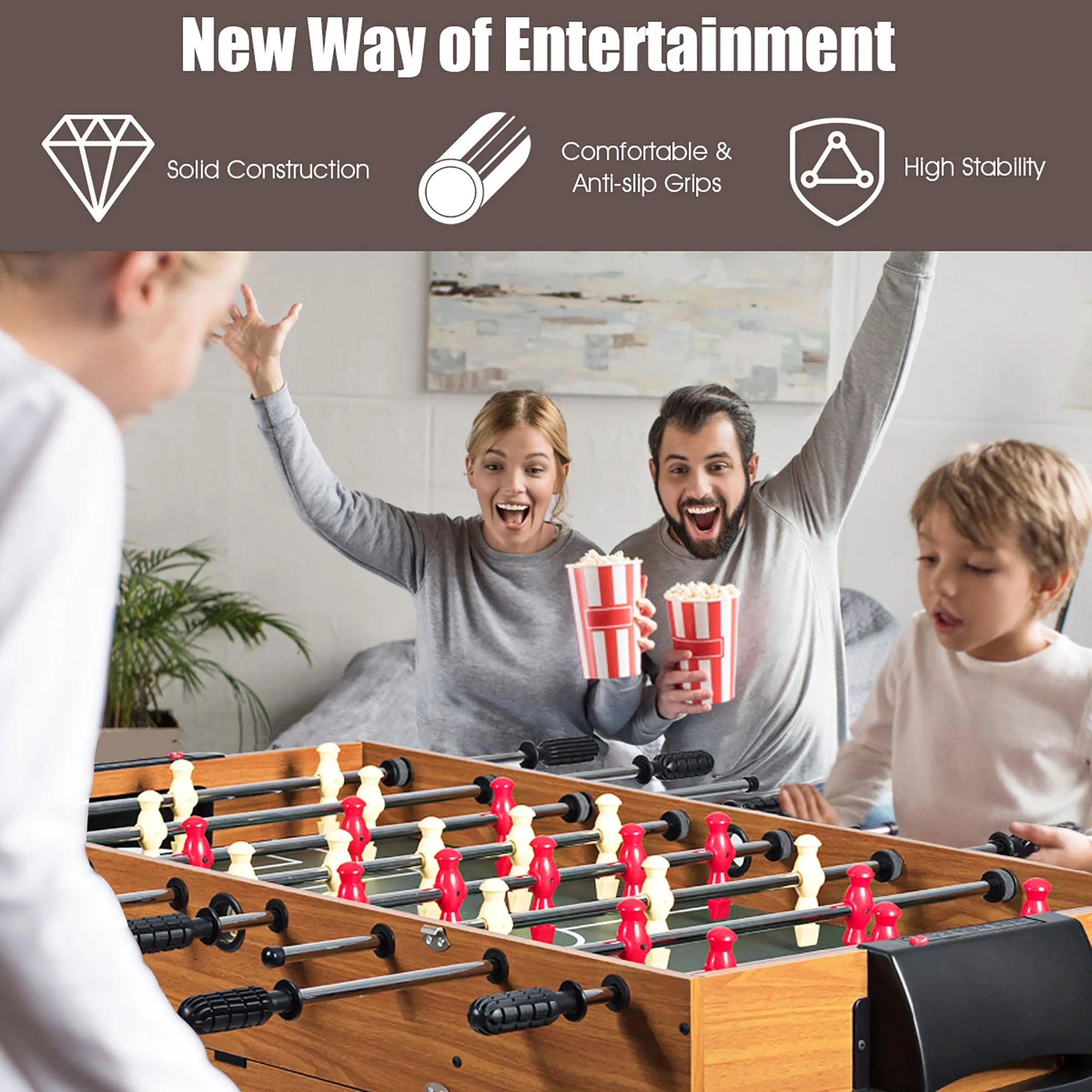 48'' 3-in-1 Multi-Game Table: Foosball, Billiards, and Air Hockey Fun for Kids!