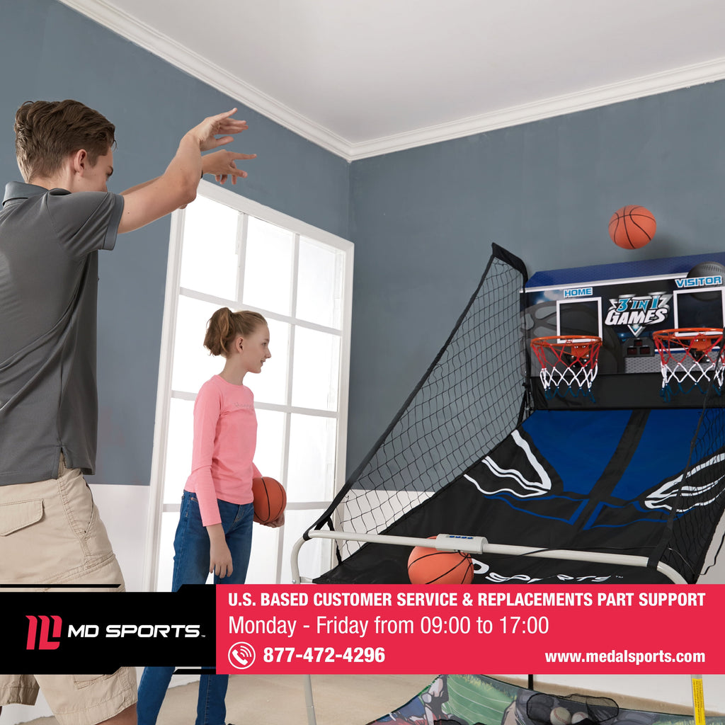 Ultimate 3-In-1 Arcade Sports Game: Basketball, Football & Baseball with LED Scoring by