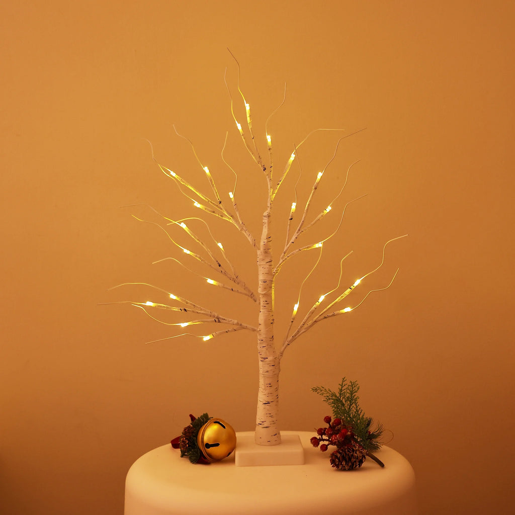 2Pack Christmas Tree Decorations - Birch Fairy Light Spirit Trees with 24 LED Warm White Lights, Usb/Battery Powered Indoor Holiday Decor, 2 FT