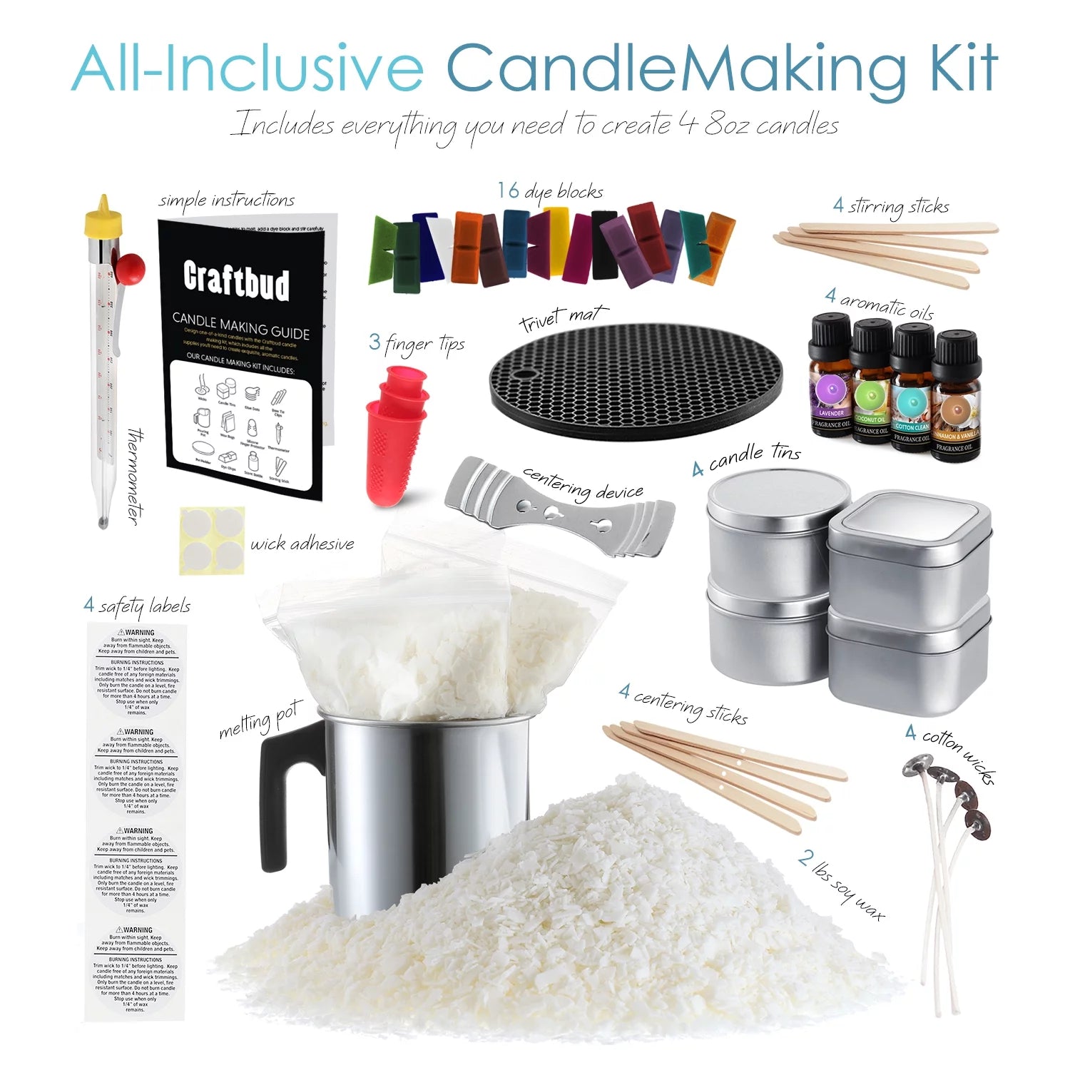 Ultimate Soy Wax Candle Making Kit - Perfect for Adults & Kids with 2LB Premium Candle Wax Supplies