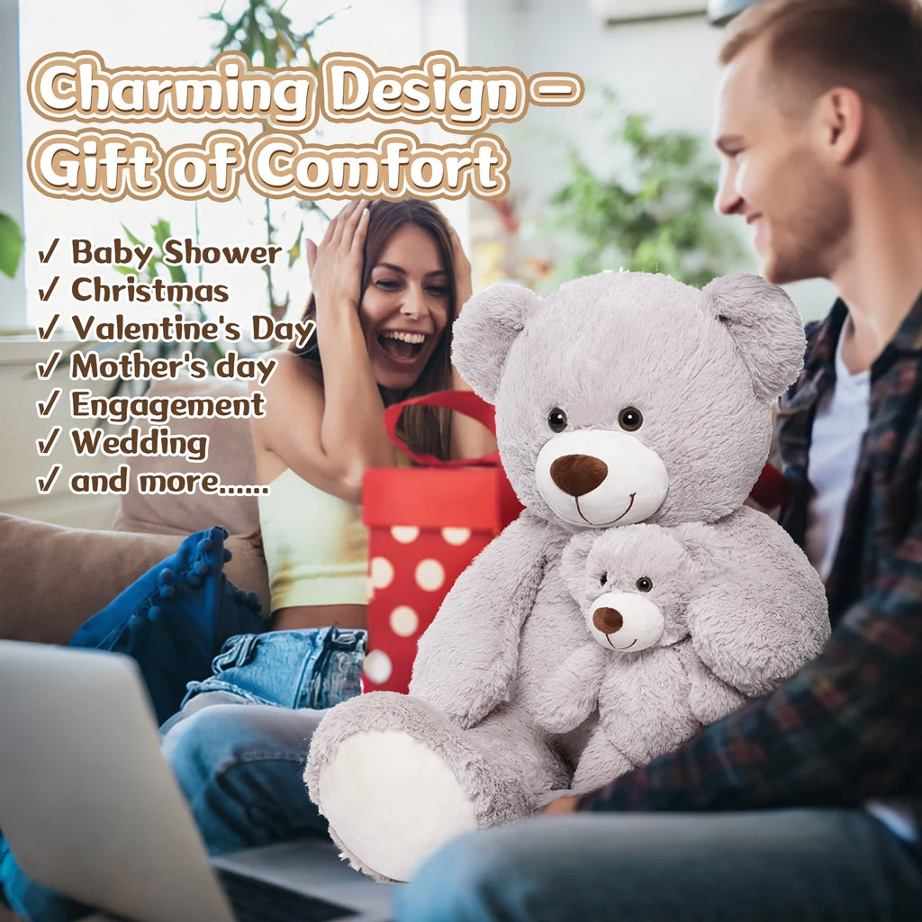39" Giant Mommy and Baby Soft Plush Teddy Bear - Perfect Cuddle Companions!