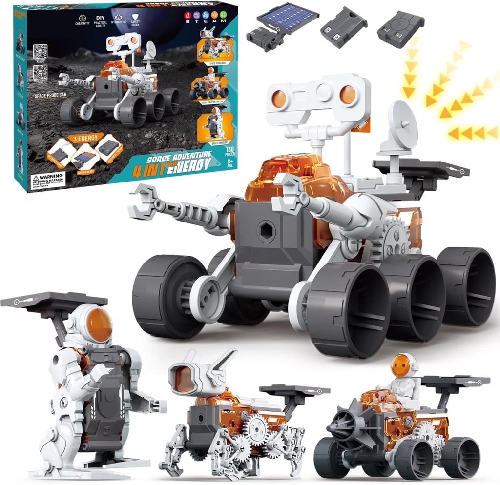 4-In-1 Solar Robot STEM Kits - Exciting DIY Space Projects for Kids Ages 8-16, Perfect Birthday Gift for Boys and Girls!