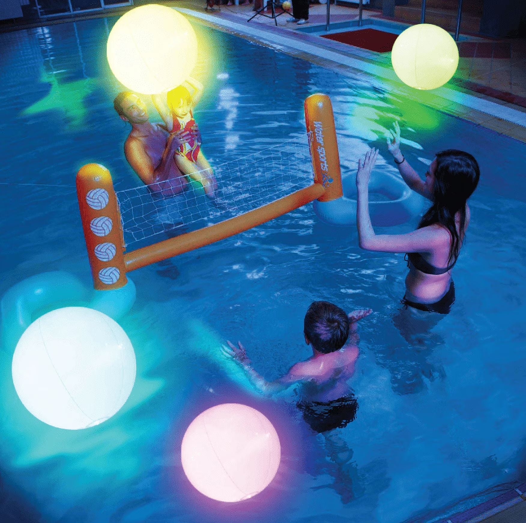 Illuminate Your Summer Fun: 4-Pack Light-Up Pool Beach Game Balls with 8 Exciting Light Modes - Perfect for All Ages!