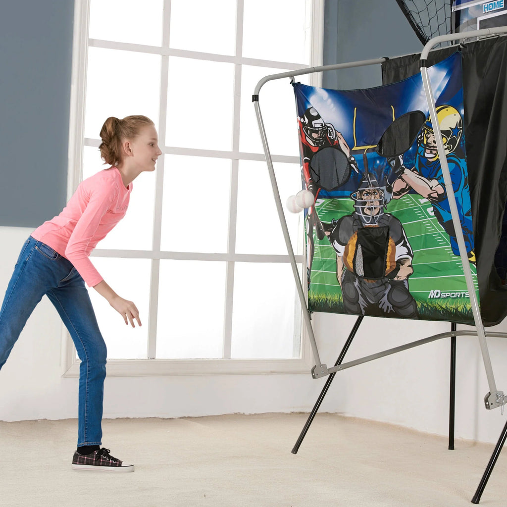 Ultimate 3-In-1 Arcade Sports Game: Basketball, Football & Baseball with LED Scoring by