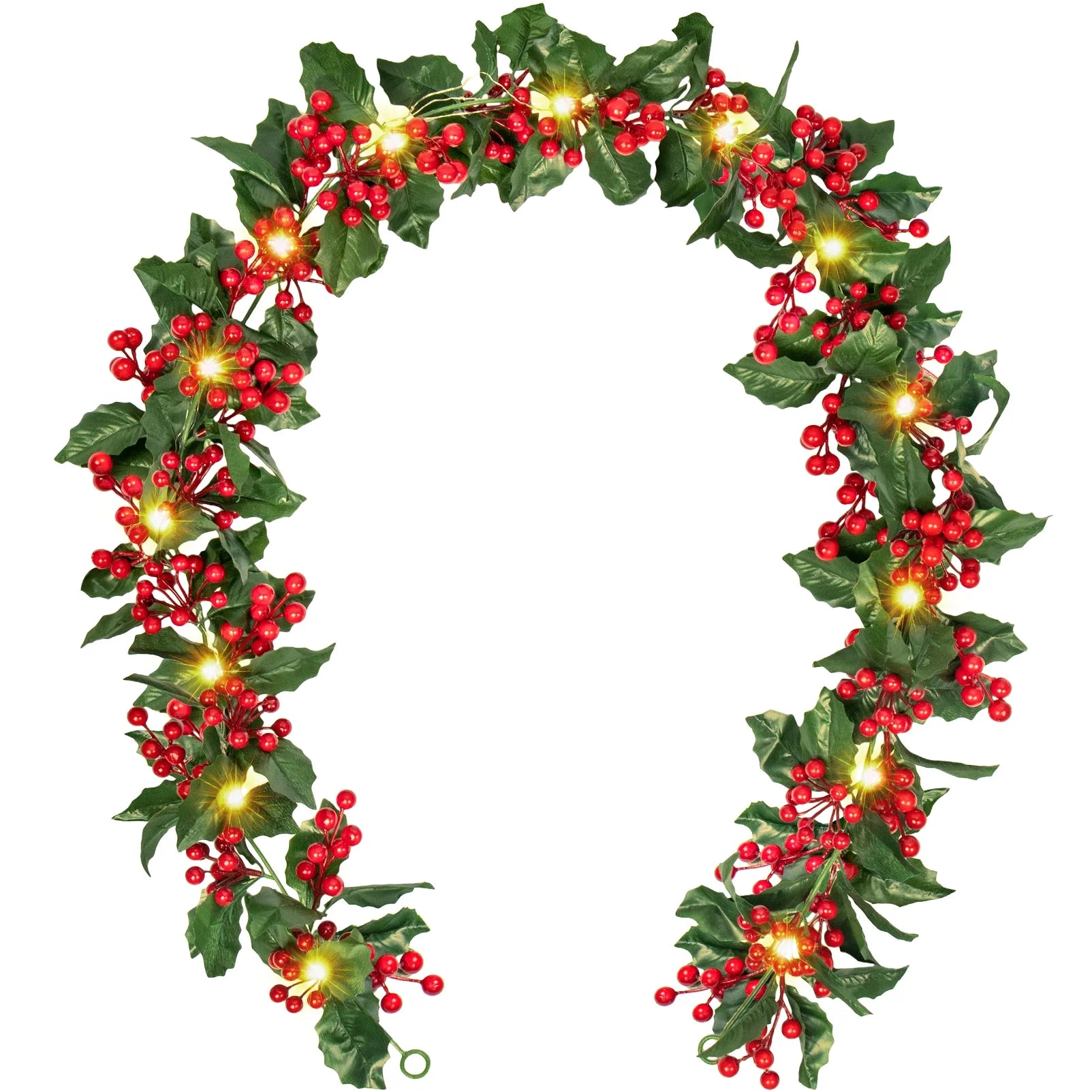 Christmas Garlands Decorations, 5.9 Ft Artificial Xmas Garland with Lights for Indoor Outdoor Home Table Christmas Decor