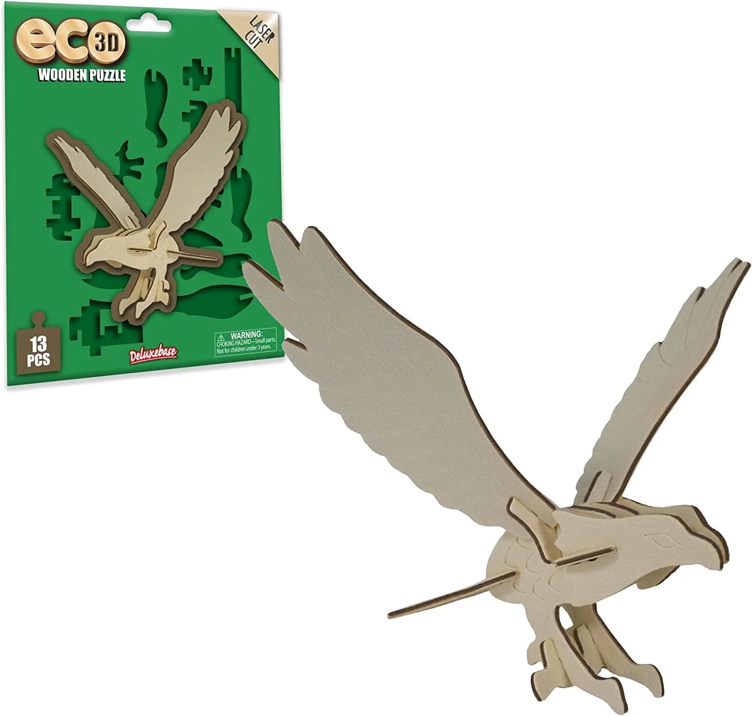 Eco 3D Wooden Eagle Puzzle - Sustainable DIY Safari Animal Craft Kit
