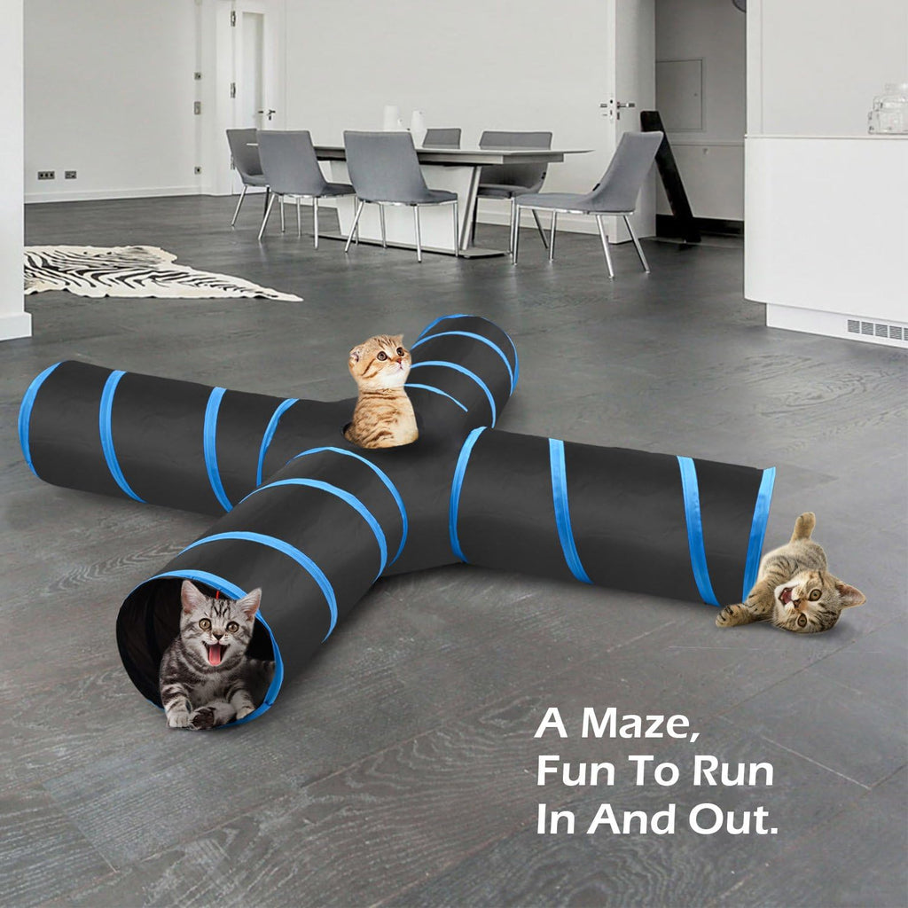 INTERACTIVE 4-WAY CAT TUNNEL & PLAY TENT